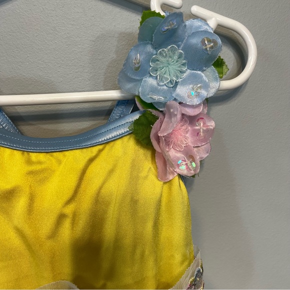 Weissman Dance Solo Yellow & Baby Blue Ballet Costume XS (4-5) with Hair Piece - Picture 5 of 13